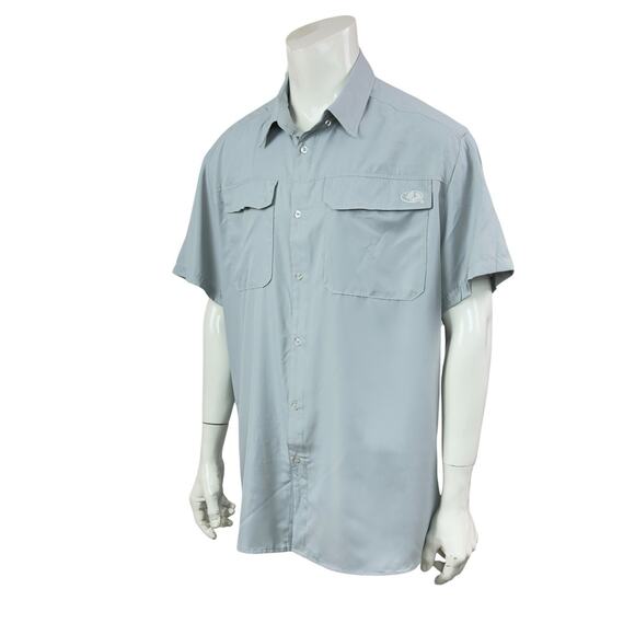 EAG Elite Men's XL Gray Short Sleeve Fishing Shirt Vented Performance Polyester - Picture 1 of 12